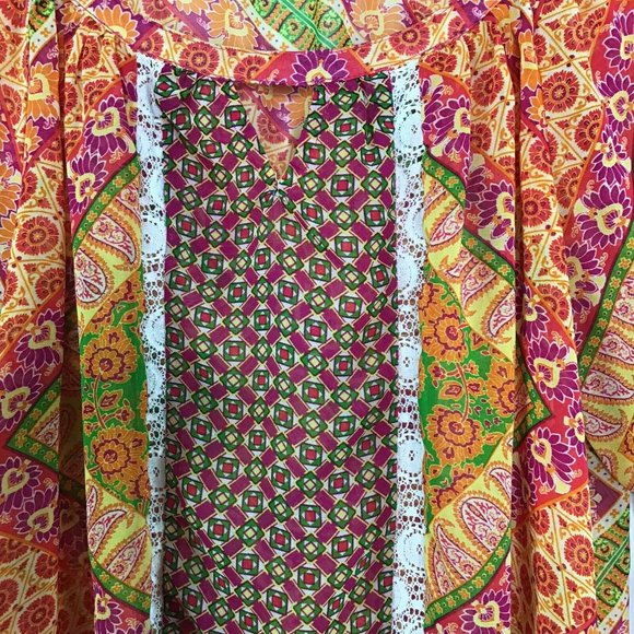 Figueroa & Flower Sheer Blouse 3/4 Sleeve Womens L - Picture 4 of 7